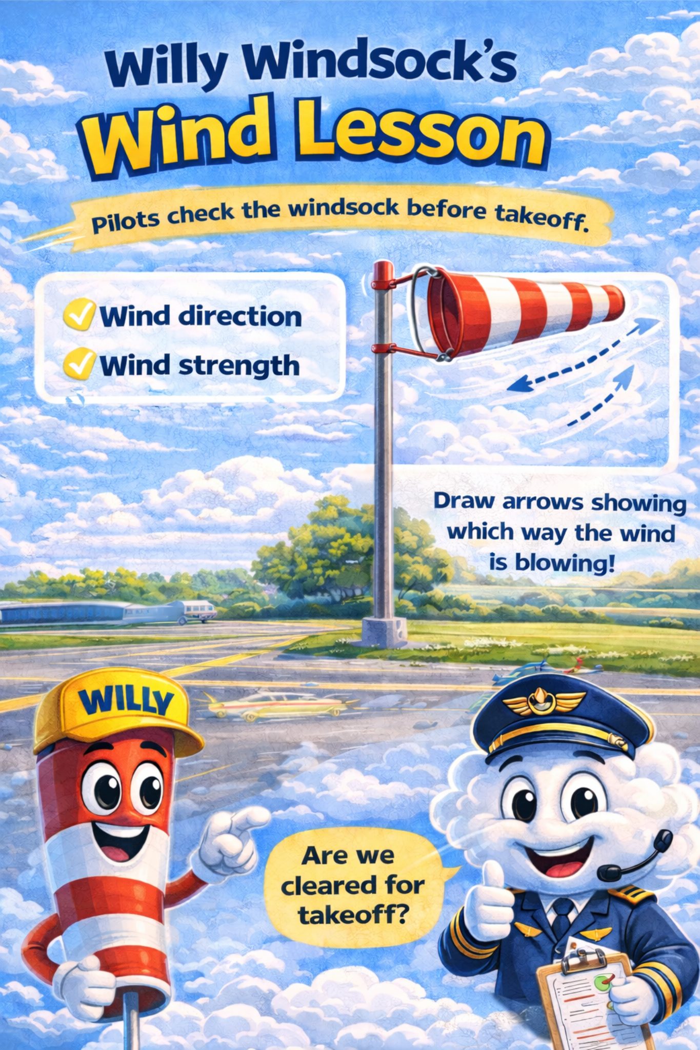 Willy Windsock wind lesson workbook page
